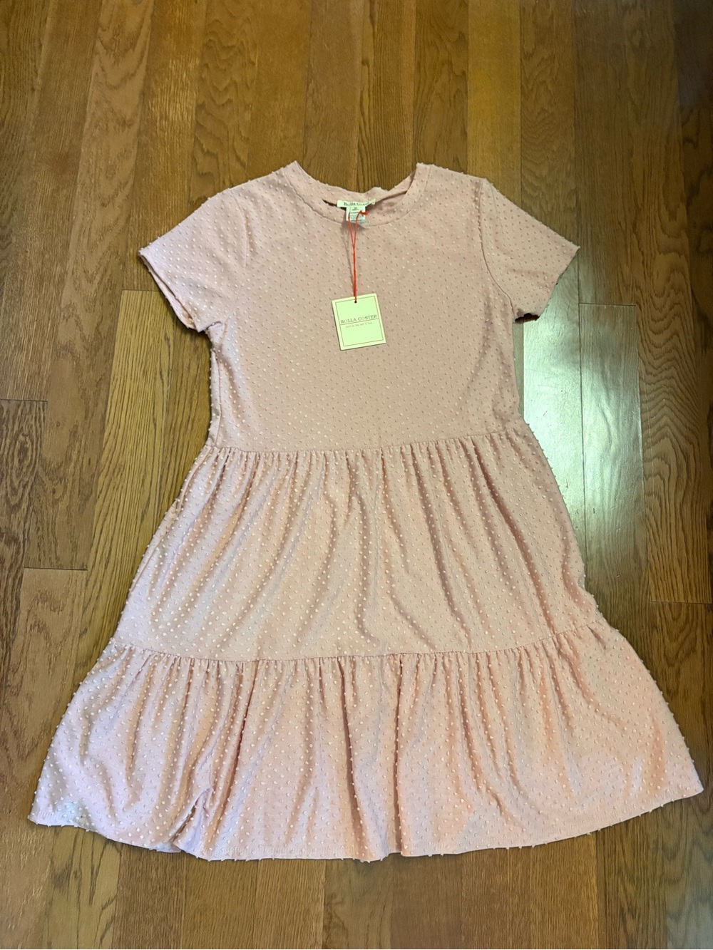 Rolla Coster Light Pink Tiered Swiss Dot Shirt Dress. Women’s size Medium